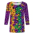 thumbnail image 4 of Penkiiy Blouse de Carnaval pour Femme Mardi Gras Mode Imprimé Décontracté Col Rond Manches 3/4 T-shirt Blouse m Multicolore, 4 of 5