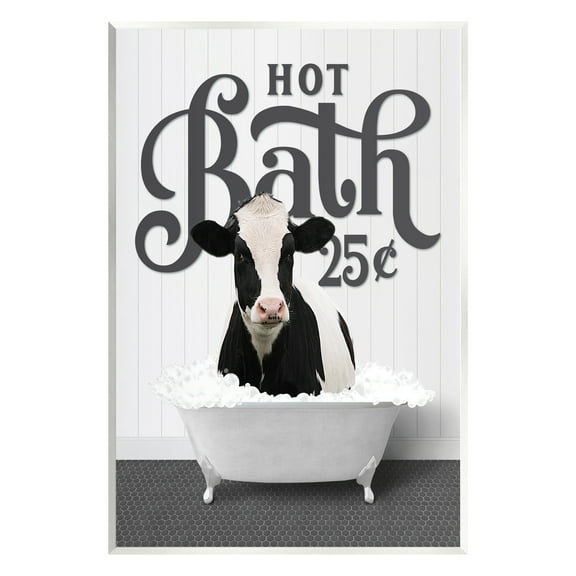 Stupell Industries Hot Bath Farmhouse Cow Animals & Insects Painting Unframed Art Print Wall Art, 10 x 15