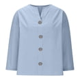 thumbnail image 6 of Bovxnpu 3/4 Length Sleeve Womens Tops, Cotton Dressy Casual Blouses for Women, Women's Solid Color V-neck Three Quarter Sleeve Loose Cotton And Linen Top L, 6 of 7