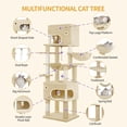 thumbnail image 7 of Cat Tree, 70.1‑Inch Tall Multi‑Level Cat Tower for Indoor Cats with Scratching Posts, Large Platform, Cat Caves and Basket, Beige, 7 of 7