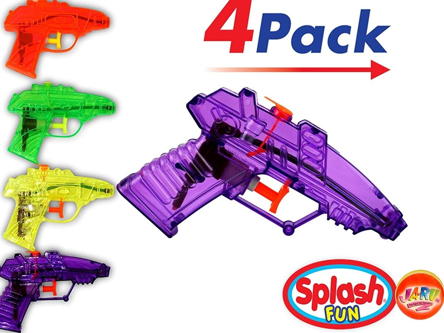 Water Gun (4 Pack) Toy Squirt Gun Summer Fun Item 8581
