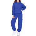 thumbnail image 6 of Cute Sweatshirts Children's Winter Solid Color Long Sleeve Hooded Pockets Sweatshirt Pants Sweatpants Casual Sports Two-piece Set Kids Blue 90, 6 of 9