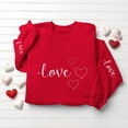 thumbnail image 4 of Gamivast Valentine's Day Shirts for Women Cute Heart Graphic Crew Neck Loose Tops Casual Loose Long Sleeve Drop Shoulder Party Sweatshirt Spring Outfits, 4 of 7