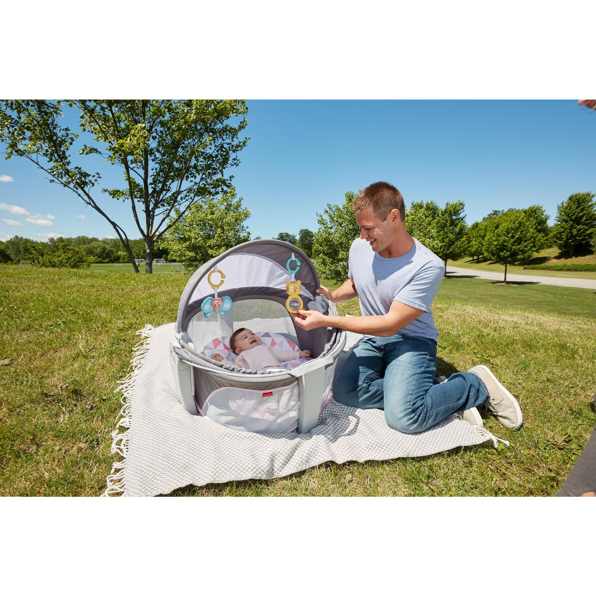 Fisher Price On The Go Baby Dome Grey Bubbles With 2 Removable Toys Walmart Com Walmart Com