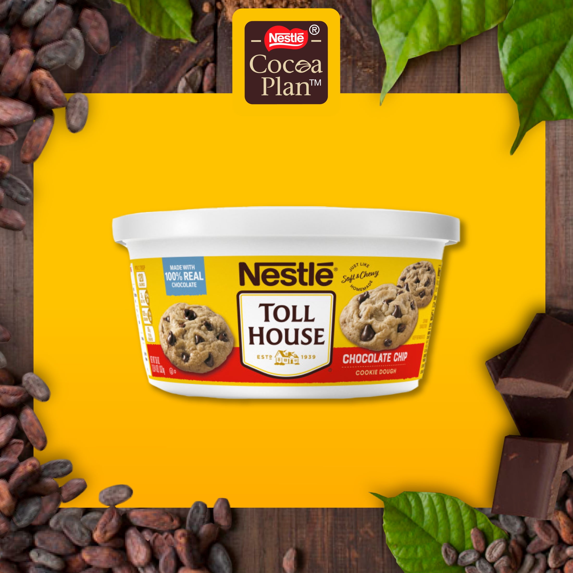 Nestle Toll House Chocolate Chip Cookie Dough, with Toll House Morsels, Makes 36 Cookies, 36 oz