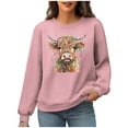 thumbnail image 4 of Waffle Sweatshirts for Womens Christmas Loose Crewneck Long Sleeve Shirts Christmas Cow Printed Sweaters Casual Fashion Xmas Holiday Party Pullover Tops, 4 of 6