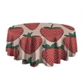 thumbnail image 5 of Red Strawberry Plants Fruit Beige Pattern Round Tablecloth 60"x60",Wrinkle Wipeable Table Cloth for Kitchen Dining Room Picnic Patio Party, 5 of 6