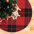 thumbnail image 5 of FMSHPON Red Black Buffalo Plaid Xmas Christmas Tree Skirt Stand Mat for Holiday Party Decoration Indoor Outdoor 48 inches, 5 of 6