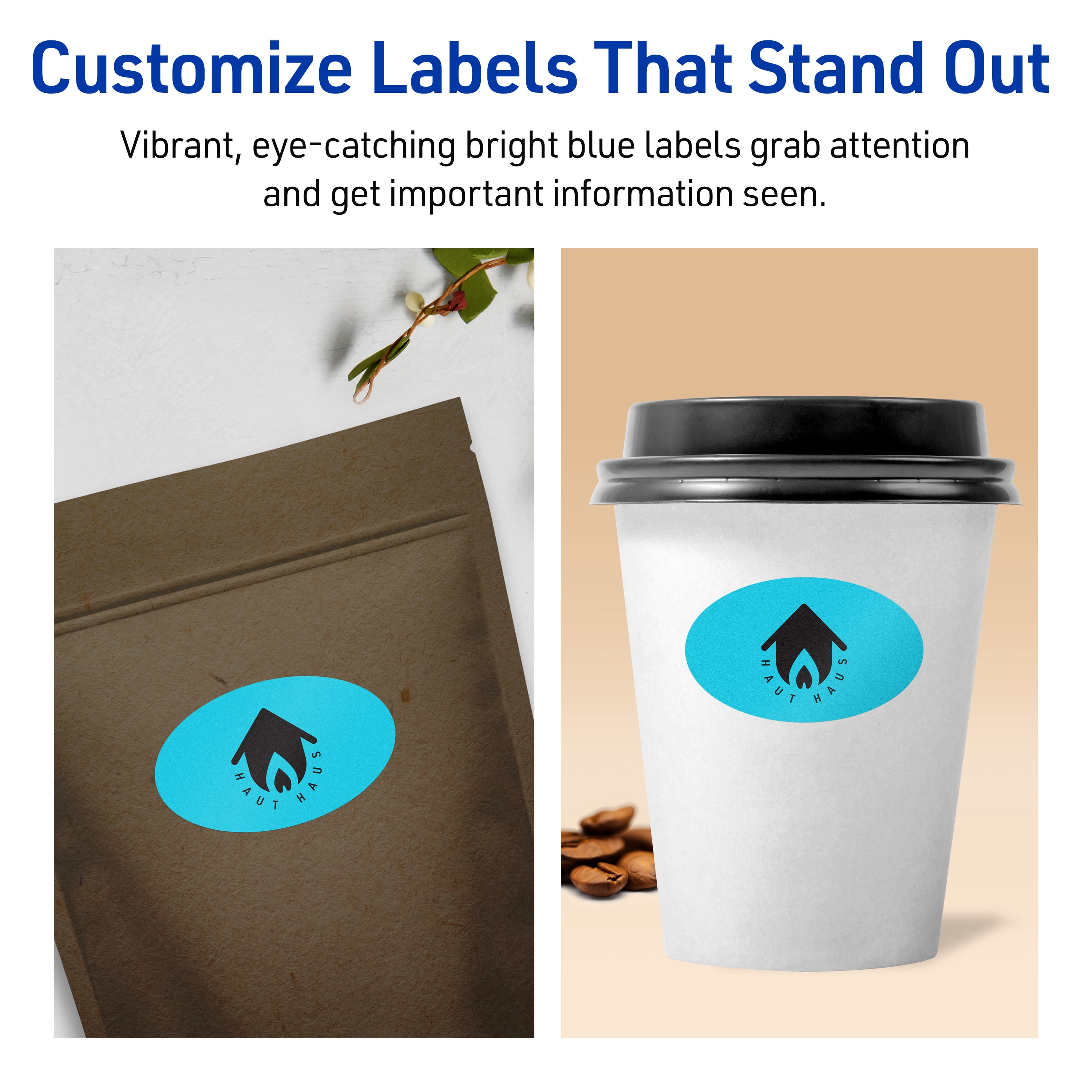 Avery Printable Oval Labels, Bright Blue, 1-1/8" x 2-1/4", 420ct