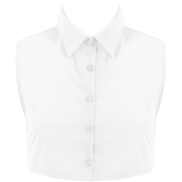 LiiYii Men's Simple Solid Color Dickey Fake Collar Detachable Shirt Dickey Collar Half Shirts False Collars White 39