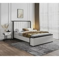 thumbnail image 2 of Manhattan Comfort Kingdom Faux Leather Full Size Bed Frame in Cream, 2 of 8