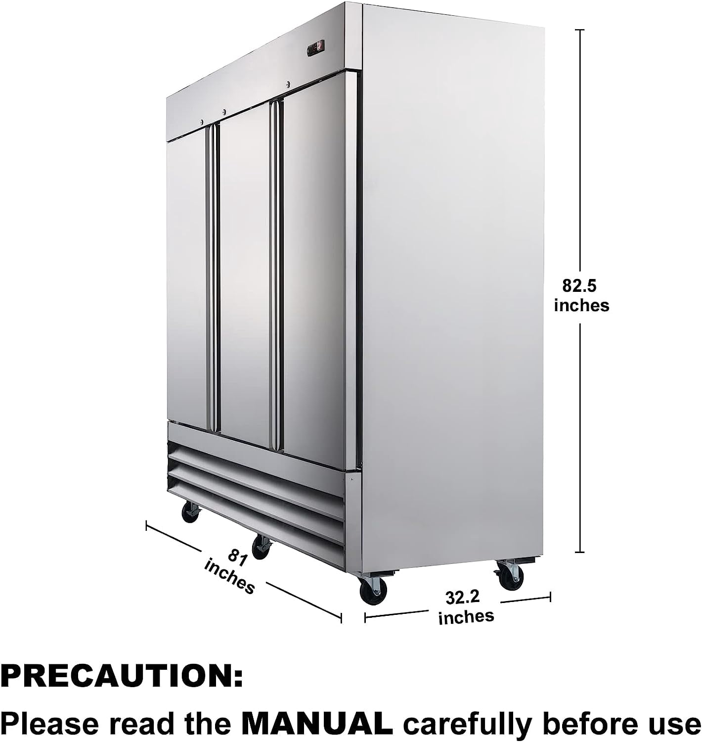 Smad 72 Cu ft Upright Commercial Refrigerator Triple Solid Door Frost Free in Smudge-Proof Stainless Steel