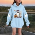 thumbnail image 2 of SERTG Children Halloween Printed Hooded Tops Long Sleeved Sweatshirt with Pockets Fleece Top Hooded Sweatshirt for Girls 3-14 Years(Blue,5-6 Years), 2 of 4