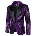 thumbnail image 3 of Tops for Men Blazer Formal Wedding Dressing Suits Casual Suit Dress Suit Jacket Mens Coats Purple L, 3 of 4