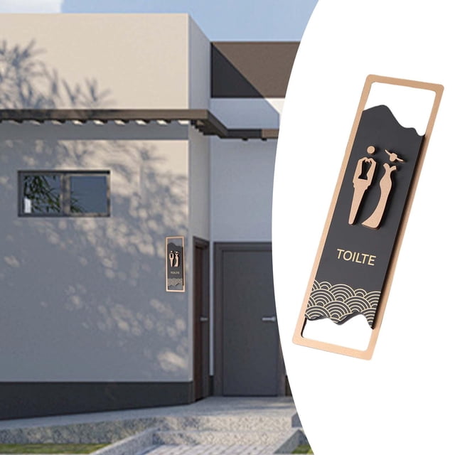 Letrero de baño, placa para colgar en la pared, letrero de inodoro autoadhesivo, letrero de baño para centros comerciales, oficinas, negocios, puertas LUnisex