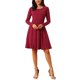 thumbnail image 2 of Vestidos de Manga Larga para Mujer INSPIRE CHIC, Vestido Suelto de Cuello Redondo, Corte A-Line, hasta la Rodilla con Bolsillos, XL Rojo Vino, 2 of 6