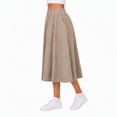 thumbnail image 2 of Women's Knit A-Line Midi Skirt with Side Pockets Elastic High Waist Loose Fit Casual Skirt for Work Daily Wear, 2 of 7
