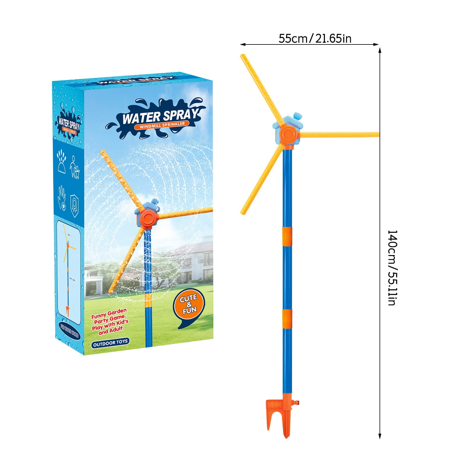Windmill Sprinkler Water Toy for Kids, 360° Rotating Outdoor Splash Play Toy, Backyard Lawn Water Sprinkler for Toddlers Boys Girls, Summer Outside Water Game for Yard & Garden