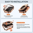 thumbnail image 5 of KOMI 2 Pack 2 in 1 Waterproof Case for Apple Watch Series 8 7 41mm, Straight Edge PC Front & Back Bumper with Tempered Glass Screen Protector 360 Protective Cover for iWatch 41mm, Black/Rose Gold, 5 of 5