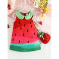 thumbnail image 2 of Suealasg Toddler Girls Fruit Costume Sleeveless Doll Collar Watermelon Print Dress with Bag Baby Party Clothing Costumes, 2 of 8