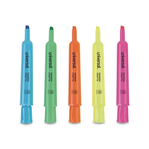 Desk Highlighters Chisel Tip, Assorted Colors, Dozen