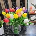 thumbnail image 6 of 20/24pcs Multicolor Artificial Tulips Flowers Fake Faux PU Tulip Bouquet Real Touch Flower Arrangement for Home Room Office Party Wedding Decoration Excellent Gift Idea for Mothers Day, 6 of 7
