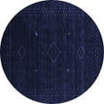 thumbnail image 1 of Ahgly Company Indoor Round Abstract Blue Contemporary Area Rugs, 3' Round, 1 of 4