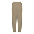 thumbnail image 4 of tzhuwd Ladies Solid Color Ankle-tied Pants Elastic Waist Pants Loose Pocket Sport Drawstring Trouser Casual Long Sweatpant, 4 of 8