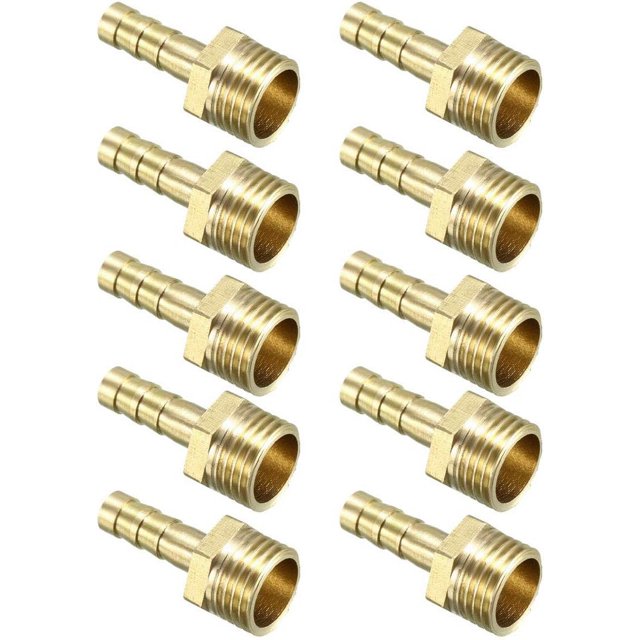 10 piezas de conexión de púas de manguera de latón de 6 mm con púas x conector adaptador macho PT de 1/4"
