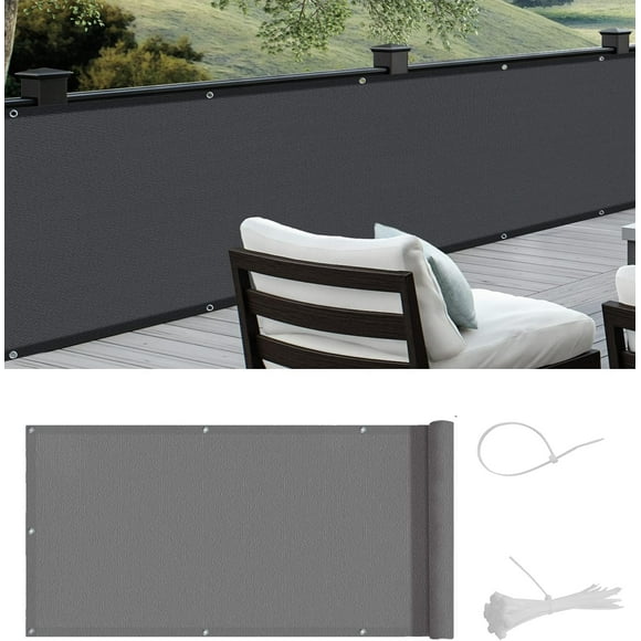 Outdoor Privacy Protection For Balconies, Modular Weatherproof Cushions Anthracite 90x400cm, Balcony Shield And Privacy Screen Cover