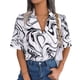 thumbnail image 1 of Camisa de manga corta con botones para mujer, moda de verano, informal, holgada, con cuello en V, blusa de manga corta, color blanco M, 1 of 6