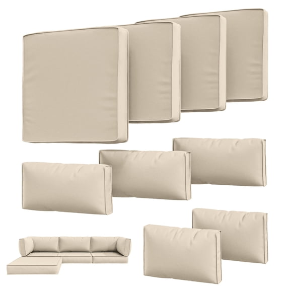 Pakunoda 9Pcs Outdoor Cushion Covers for Patio Furniture, Washable Reusable Outdoor Slipcovers for Cushions Replacement Cover with Zipper for Sofa Couch, Cover Only, Cream