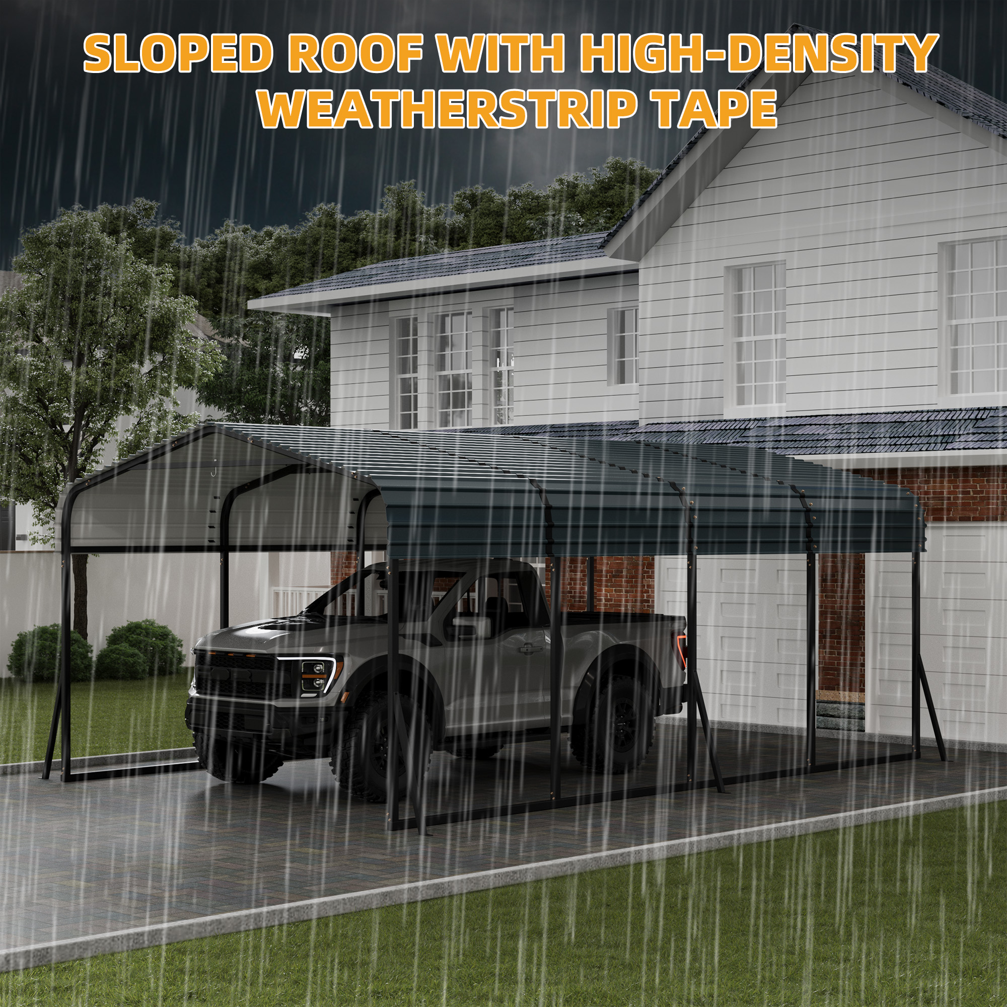 12 x 20 FT Metal Carport,Heavy Duty Metal Carport with Galvanized Steel Roof,Enhanced Base,Outdoor Carport Canopy  for Car, SUV, Truck and Boats