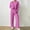 Hot Pink, variant on Women's 2 Piece Solid Color Sweatsuit Ribbed Knit Outfits Set Casual Long Sleeved Pullover with Drawstring and Wide Leg Pants