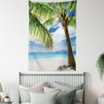 thumbnail image 4 of Lonely Palm Tree Tapestry, Sandy Beach Isolated Philippines Hot Sunny Travel Destination, Wall Hanging for Bedroom Living Room Dorm Decor, 40W X 60L Inches, Green Coconut Blue, by Ambesonne, 4 of 5