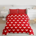 thumbnail image 2 of Manfei Kawaii Loves Pattern King Size Comforter Sets,Cute Heart Print Bedding Comforter Set,Red White Bedding Set For Princess,Ultra Soft Home Decor Reversible,3 Pieces, 2 of 8