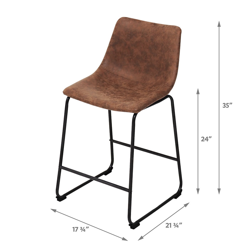 Abble 24" Camel Faux Leather Counter & Bar Stool(Set of 2)