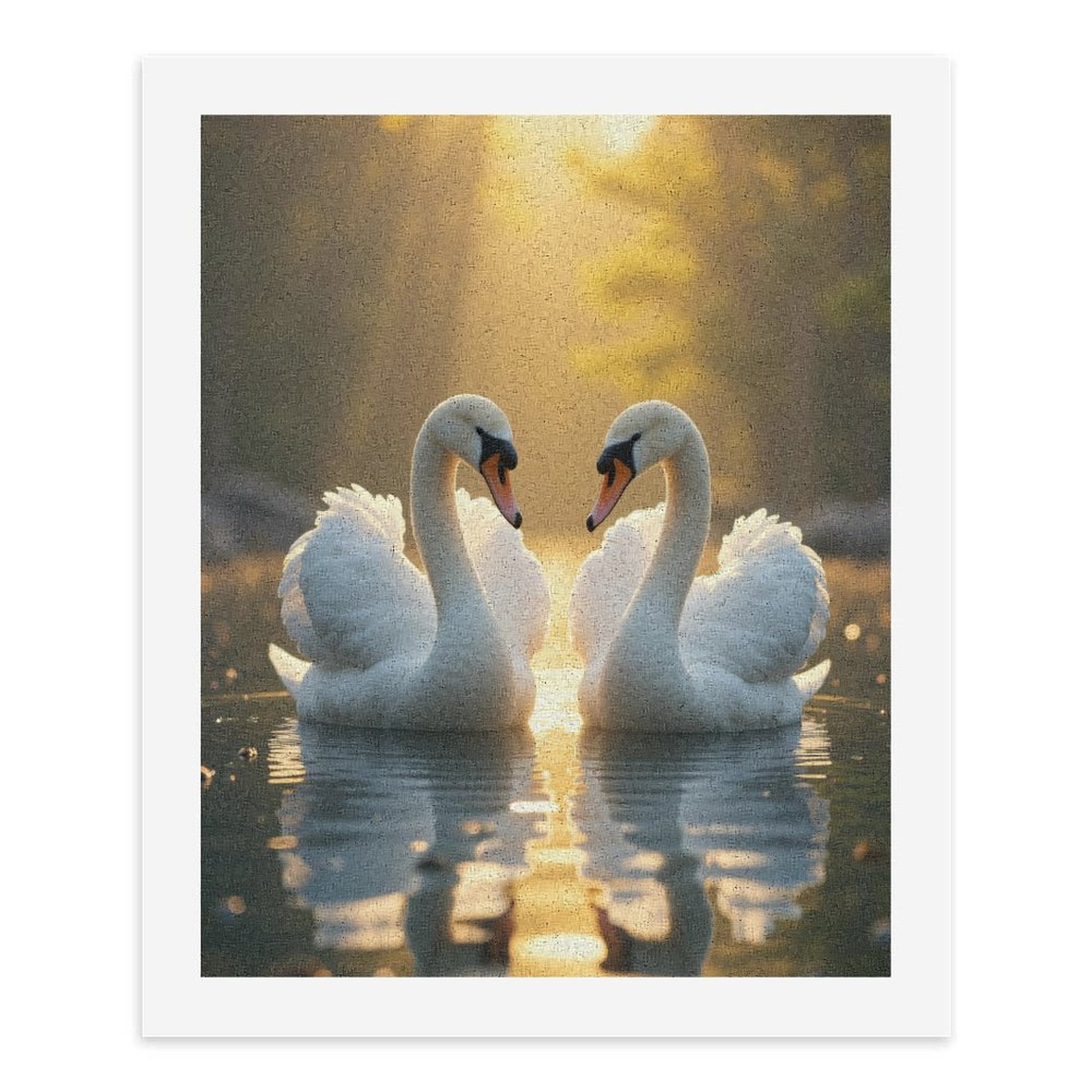 Paint by Numbers Kit for Adults, Swans Reflections Golden Light Paint by Numbers, Easy Paint by Numbers Kit for Adults Beginner, DIY Adult Paint by Number Kits on Canvas, Home Decor