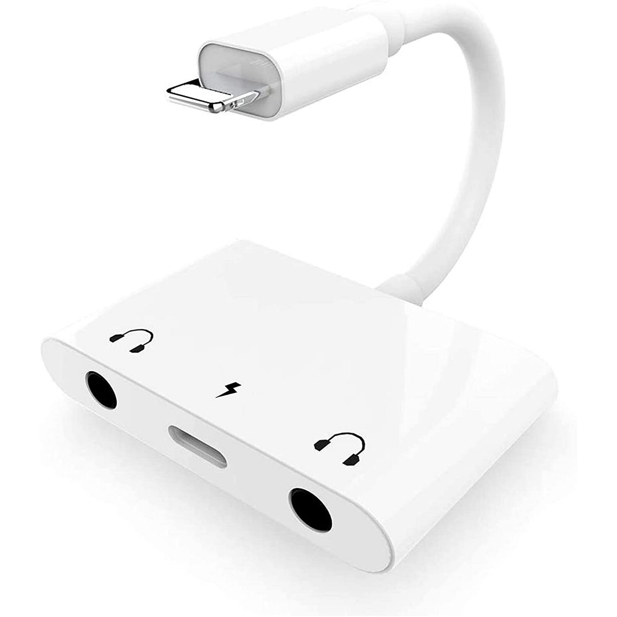 3 in 1 Dual 3.5mm Headphone Jack Adapter Earphone Jack Audio and Charging Adapter Headphone Splitter For iPhone 11 XS XS Max XR X 8 8plus 7 7plus iPad Support IOS 13 White Walmart