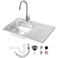 thumbnail image 1 of Fregadero para Cocina con Escurridero Derecho de Acero Inoxidable Satinado, Mezcladora Premium con Dos Tipos de Chorro y Cuello Extensible. Incluye Accesorios de Instalación, 1 of 11