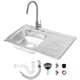 thumbnail image 1 of Fregadero para Cocina con Escurridero Derecho de Acero Inoxidable Satinado, Mezcladora Premium con Dos Tipos de Chorro y Cuello Extensible. Incluye Accesorios de Instalación, 1 of 11