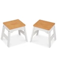 thumbnail image 5 of Melissa & Doug Wooden Stools – Set of 2 Stackable, Portable 11-Inch-Tall Stools (Natural/White), 5 of 5