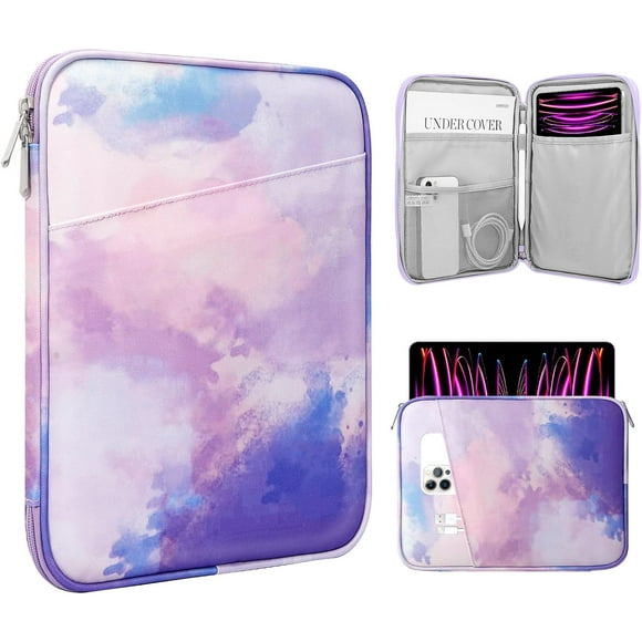 TRAHOO-13 Inch Tablet Sleeve with Pocket for iPad Air 13", iPad Pro 13", iPad Pro 12.9", Galaxy Tab S9+/S9 Plus/S10+/S10 Plus/S9 FE+/S9 FE Plus 12.4", Remarkable Paper Pro 11.8", Watercolor Purple