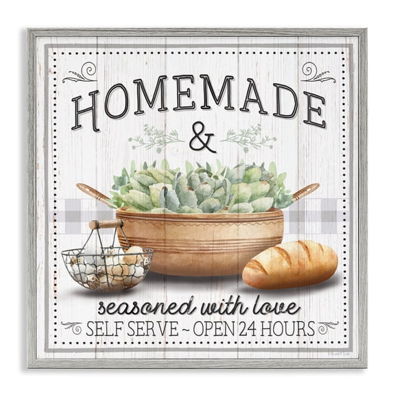 Stupell Industries Rustic Lodge Homemade Kitchen Still Life Gray Framed Giclee Art, 12 x 12, by Elizabeth Tyndall