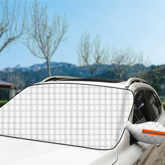 CxhicLuv Car Windshield Snow Cover, Auto Frost Guard, Silver Magnetic 202x104cm All-Weather, Car Exterior Protection Accessories, Snow & Sun Blocking for Car Owners, Winter Drivers