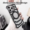 thumbnail image 3 of Funda de fibra de carbono de marco abierto para iPhone. Flujo de aire mejorado y disipación de calor magnética. Ligera y protectora, con cubierta para cámara (azul, para iPhone 14 Pro Max)., 3 of 7