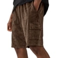thumbnail image 2 of Men'S Vintage Wash Cotton Cargo Shorts Loose Fit Drawstring Waist Utility Shorts With Functional Pockets For Outdoor Hiking And Daily Activities Shorts,Coffee,XL, 2 of 4
