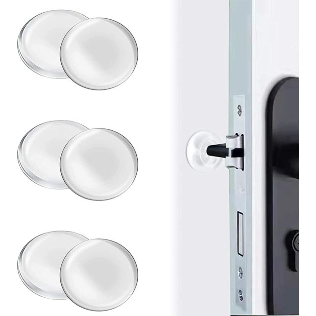 BRILLAR Tope de puerta de silicona transparente, protectores de pared autoadhesivos para perilla de manija de puerta, topes de puerta de goma (1,57 pulgadas, 6 unidades)