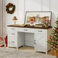 thumbnail image 3 of Vabches 61'' Executive Desk with 5 File Drawers, Wood Workstation with Charging Station & Storage Cabinet for Home Office and Study, 3 of 8