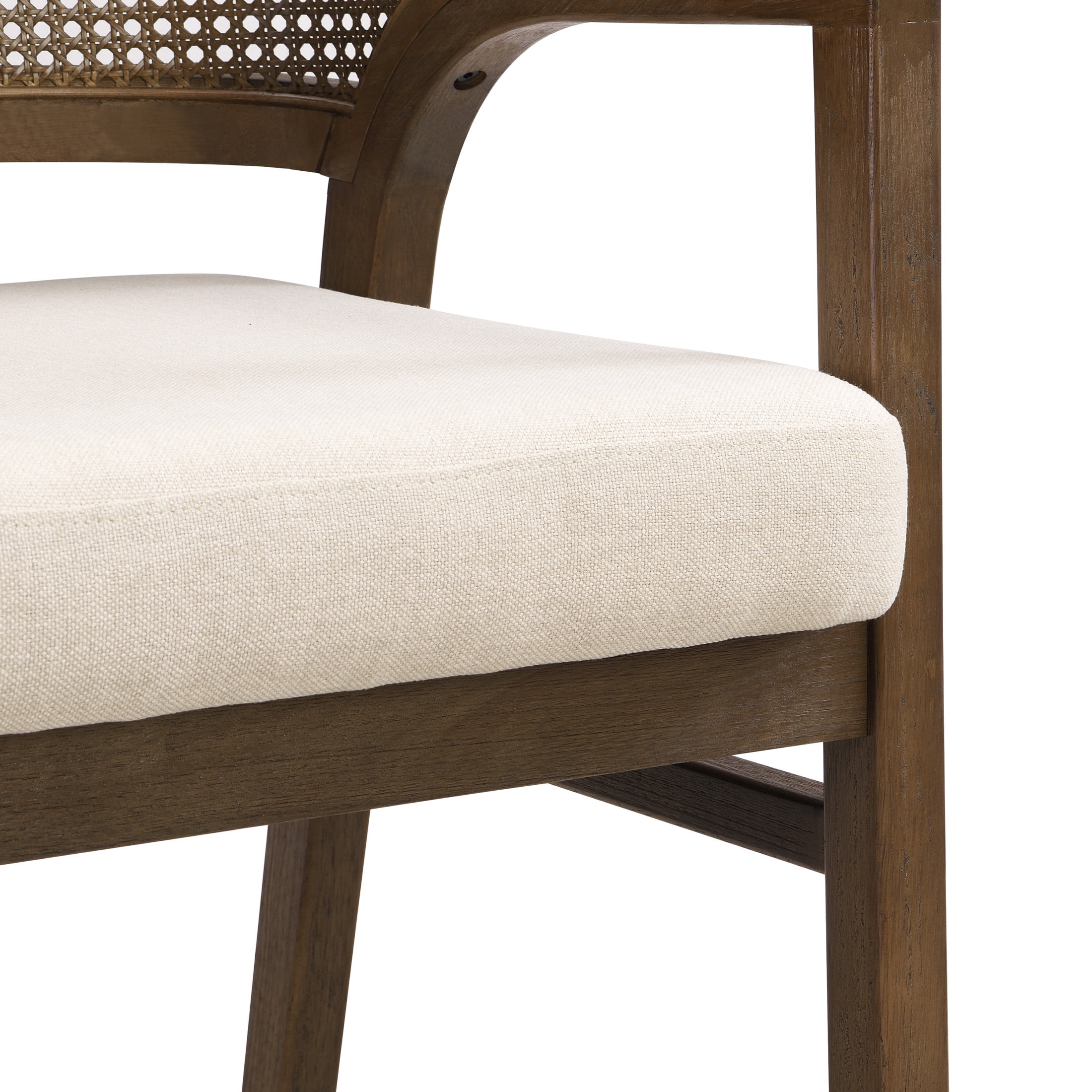 Christopher Knight Home 7-Piece Dining Set, 84" Walnut Rectangular Table with Rattan Back Beige Upholstered Chairs